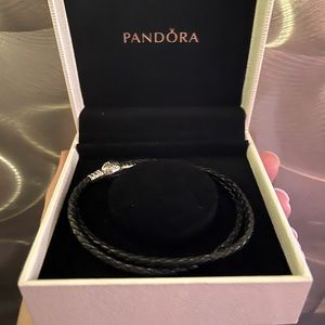Pandora Moments Double Black Leather Bracelet